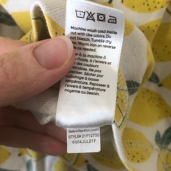 Tea Collection Girls 2 Piece Pajama Long Johns Lemons Summer - Size 2T - Picture 5 of 10